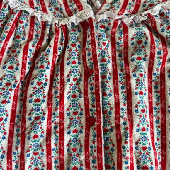 LANZ OF SALZBURG long maxi Nightgown Red white Hearts holiday cotton medium - Picture 4 of 9
